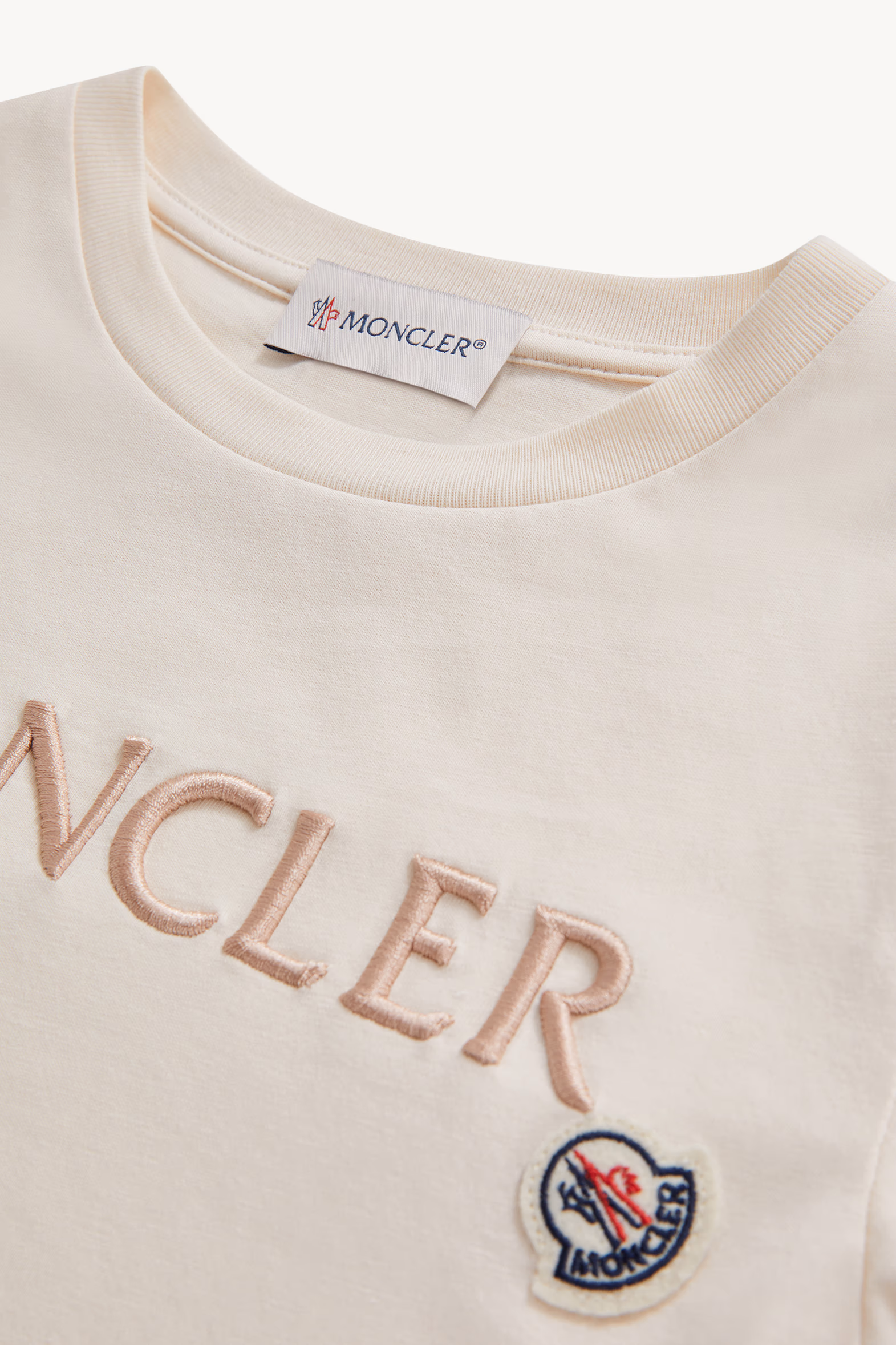 T-shirt en coton à logo brodé Fille Blanc Moncler 4